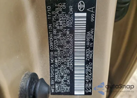 2011 Toyota Prius z USA, uszkodzony, nr VIN JTDKN3DU9B0256892